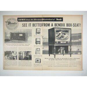 Vintage Bendix Aviation Wood Console TV With Retro Design 2 Page READ